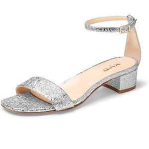 silver strappy small heels